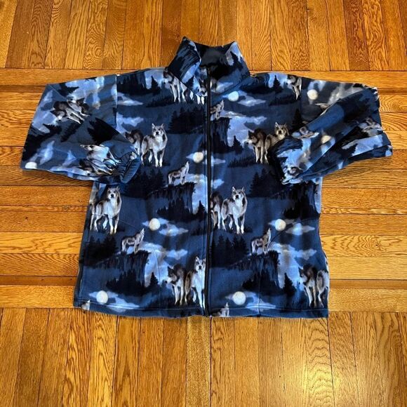 Vintage USA made all over print‎ wolf fleece